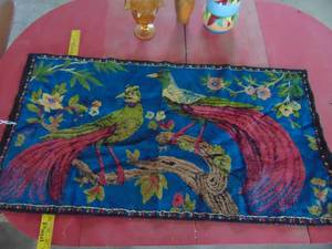 lot 4522 image: Tapestry - Bright Blue-With Pheasants 