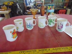 lot 4529 image: 6 Crown Sterling Cups - Fine Bone China