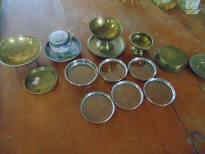 lot 4562 image: Brass Pieces - Glass Coasters