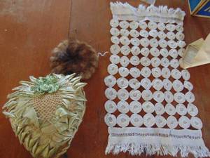 lot 4579 image: Couple Ladies Hats and Very Fine Embroidery Piece