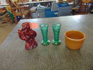 lot 4640 image: Wall Pocket - Vases and Small Bowl