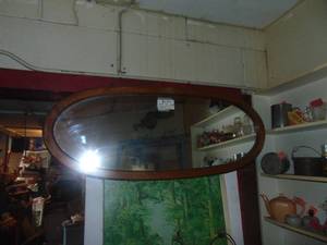 lot 4666 image: 48 Oak Framed Vanity Mirror