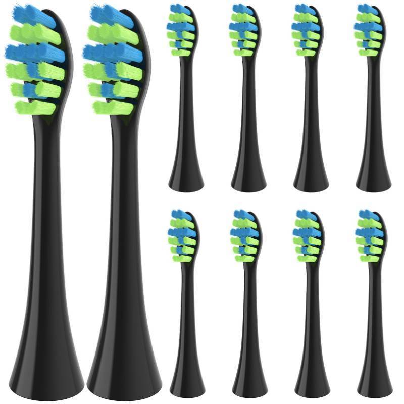 lot 58104 image: 9 Pack Toothbrush Replacement Heads Compatible with 7AM2M AM100AM105AM110 Electric Toothbrush, Soft Brush Bristles, Black - Retail $9