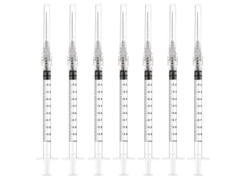 lot 58174 image: 16Pack 1ml 27Ga - 1 Inch Luer Lock Sample Measuring Syringe Lab Supplies, Individually Sealed Wrapped - Retail $8