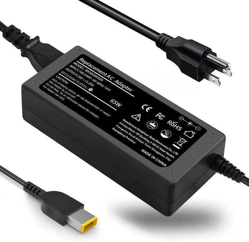 lot 58180 image: 65W Laptop Charger Compatible with Lenovo Thinkpad T460 T470 T470S T430 T440 T440S T440P T450 T460S T560 E440 E450 E550 E560 G50 G50-45 G50-70 Z50 Z50-70 AC Adapter Power Supply Cord Plug - Retail $17