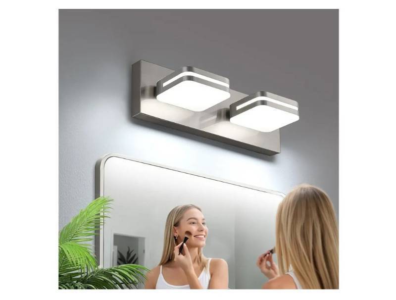 lot 58181 image: 360° Rotate 2-Light LED Bathroom Vanity Light Fixtures, 900LM Acrylic Brushed Nickel Vanity Lights for Bathroom, Modern Wall Lighting Fixtures Over Mirror Kitchen Living (Natural White Light 5000K) - Retail $30