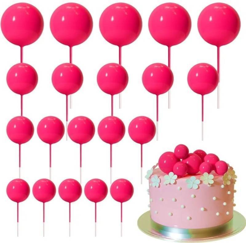 lot 57834 image: 20 Pcs Ball Cake Topper Decorations Mini Balloons Cake Topper Sticks Hot Pink Balls Cake Picks Cake Topper Balls Cake Decorations for Wedding Birthday Cake Decorations - Retail $7