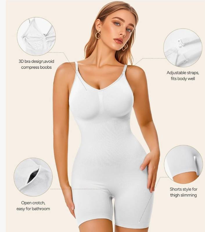 lot 57915 image: Women Slimming Bodysuits Shapewear Tops Tummy Control Body Shaper Spaghetti Strap Camisole Leotards Bodycon Jumpsuit(xss) - Retail $20