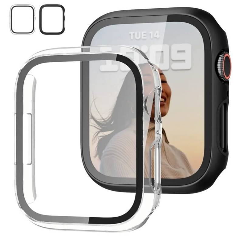 lot 57949 image: 2 Pack Case with Tempered Glass Screen Protector for Apple Watch SE3(2025) SE2 Series 654SE 40mm,JZK Slim Bumper Full Coverage Hard PC Protective Case Ultra-Thin Cover for iWatch 40mm,BlackClear - Retail $6