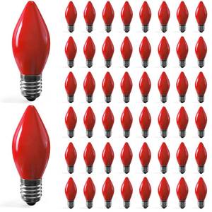 lot 1290 image: 50 Pack C7 Red Christmas Replacement Light Bulbs for Outdoor String Lights, Vintage Christmas Decoration Lights with C7 Incandescent Bulbs, 5 Watt Night Light Bulbs for Indoor Party Valentine Decor - Retail $17