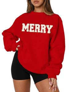 lot 1299 image: MAPICK Merry Chenille Sweatshirts for Women Christmas Crewneck Oversized Sweater Cute Long Sleeve 2025 Clothes(Red,XX-Large)