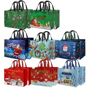 lot 1301 image: habgp 16 Pack Christmas Gift Bags, Reusable Gift Non-Woven Christmas Large Size Reusable Tote Bags with Handle, Gift Bags for Xmas Gifts Wrapping, Presents, Shopping, Party, Shopping - Retail $17