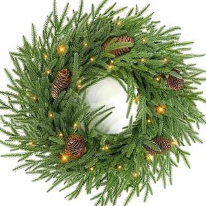 lot 1318 image: Christmas Norfolk Pine Wreath, 24 Inch Christmas Pine Wreath, Christmas Wreaths for Front Door, Large Artificial Green Wreaths for Walls Windows Porches Farmhouse Indoor Outdoor Home Decor