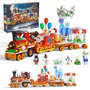lot 5028 image: Xingya youpin Christmas Train Building Block Set-1461PCS Surprise Christmas Countdown Toys with LED Light Collectible Holiday Block Sets Thanksgiving Xmas Gifts Home Decor for Boys Girls and Adults - Retail $25