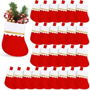 lot 5031 image: Niurewan 30 Pack 5.9 Christmas Mini Stockings Sock,Decoration Snowflake Tableware Holders,Candy Pouch Bag for Xmas,Party,Tree,Dinner Table,Home Ornaments