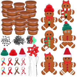lot 5034 image: Shappy 24 Pack Christmas Gingerbread DIY Craft 255 Pcs Build Gingerbread Craft Kit Christmas Decoration Air Dry Modeling Clay for Winter Party DIY Gift Indoor Outdoor Holiday Decoration - Retail $27