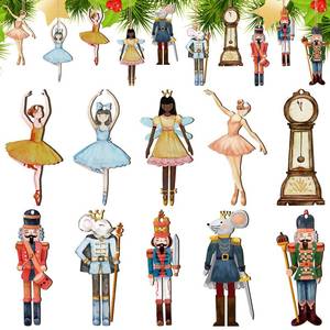 lot 5037 image: Geetery 50 Pcs Christmas Nutcracker Ornaments Set Wooden Ballet Nutcracker Christmas Tree Hanging Decoration Princess Ballet Mouse King Figure for Xmas Tree Outdoor Indoor Party