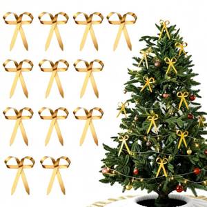 lot 5038 image: Daifunli 12 Pcs Gold Metal Christmas Bow Ornaments for Christmas Tree Garland Wreath Bulk Bow with Clip Ornament Vintage Indoor Outdoor Home Xmas Party Decorations, 4 x 5 Inches - Retail $17