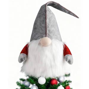lot 5045 image: D-FantiX Gnome Christmas Tree Topper, 25 Inch Large Swedish Tomte Gnome Christmas Ornaments Santa Gnomes Plush Scandinavian Christmas Decorations Holiday Home D�cor Grey - Retail $30