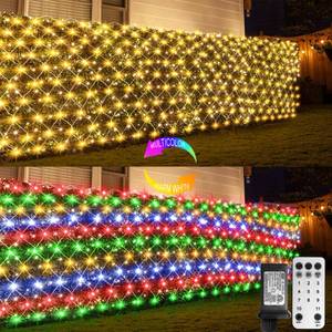 lot 5049 image: ZAIYW 20x6.6Ft 600 LED Net Lights Dual Color Changing Large Mesh Lights Outdoor with Remote Timer Plug in Christmas Net Light for Bushes Garden Tree Xmas Decor (Warm White & Multicolor) - Retail $40