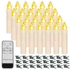 lot 5051 image: 24PCS LED Flameless Taper Candles Flickering with Remote Timer, Battery Operated Waterproof Christmas Tree Candles, Warm White Window Candle Lights, Perfect for Christmas, Home Decoration (Ivory) - Retail $33