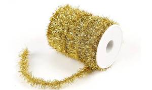 lot 5052 image: WBCBEC 66ft Metallic Holiday Tinsel Twist Glitter Garland Gold
