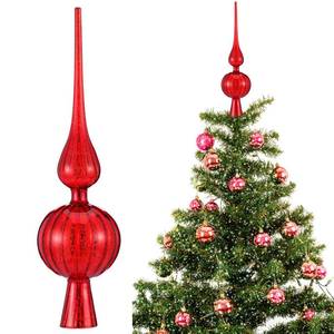 lot 5053 image: Gejoy Mercury Glass Finial Christmas Tree Topper 12 Inches Vintage Spherical Xmas Tree Topper Mid Century Christmas Ornament for Home Xmas Holiday Party Decorations(Red) - Retail $25