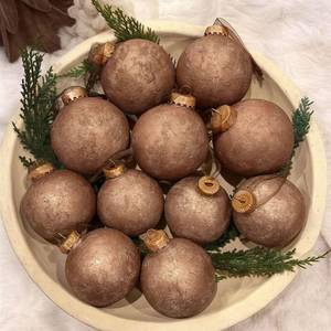 lot 5056 image: Yunlly 18 Pcs Textured Christmas Ball Ornaments 2.36 2.76 3.15 Neutral Copper Ornament Modern Farmhouse Brown Hanging Christmas Decor Vintage Tree Decor for Xmas Shatterproof Home(Terracotta) - Retail $39