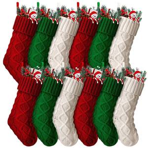 lot 13240 image: Hungdao 12 Pcs Christmas in July Stockings Mini Knitted Xmas Stockings Bulk 8.3 Inch Rustic Socks Double Sided Fireplace Hanging Vintage Socks for Family Christmas Decorations(Red, Green, White) - Retail $25