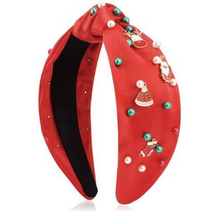 lot 13241 image: TODDER Christmas Headband for Women Girls Top Knotted Headband with Embellished Pearls Santa Christmas Tree Bells Headands for Girls Holiday HairBand Hair Accessories