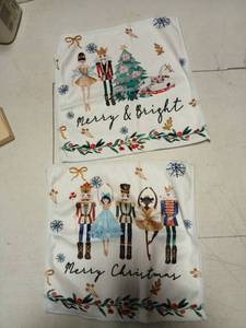 lot 13251 image: Holiday Themed Kitchen Towels Set of 2 Merry & Bright Christmas Design