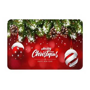 lot 13254 image: Christmas Bath Mat for Bathroom New Year Ball Fir Branch Red Rugs Shower Mats Memory Foam Rug Non Slip Floor Small Carpet Soft Light Absorbent Washable for Home Hotel Decor 15.7 X 23.6 inch - Retail $17