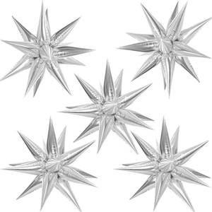 lot 13258 image: ZAKVOOR 60 Pcs Star Balloons 12 Spike Foil Explosion Party Decoration Balloons for Christmas New Year Eve Birthday (Silver) - Retail $7