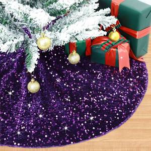 lot 13261 image: FCSJOST Purple Xmas Tree Skirt 60 Inches Sequin Velvet Large Tree Skirts Royal Purple Tree Skirt Halloween Sparkle Christmas Tree Ornaments Classic Christmas Tree Base Cover Mats for Holiday Decor