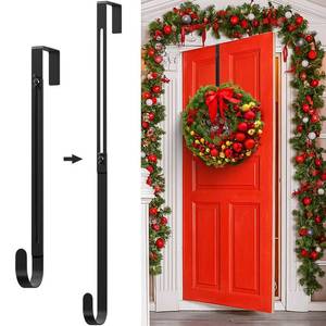 lot 13276 image: Metal Wreath Hanger for Front Door, Adjustable Wreath Hanger from 12-20, Single Hook, Heavy Duty, Holds up to 20 lbs, Over-the-Door Hook for Hanging Easter, Halloween, Fall, Christmas Decorations - Retail $8
