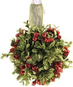 lot 13288 image: Ganz 5 Inch Mistletoe Kissing Ball Ornament,Red,5 Dia. - Retail $12