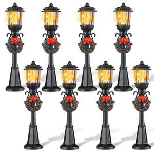 lot 13290 image: Christmas Lamp Post Village Accessories Village Fairy Lamp Train Lantern Miniature Street Decorative Streetlights for Dollhouse Pathway(Fresh Style,4 Pieces)