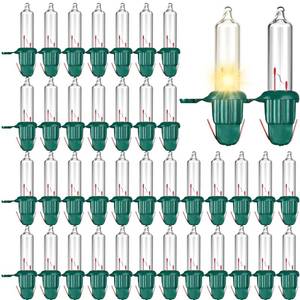 lot 13306 image: JOYIN 200 Pcs Replacement Christmas Tree Light Bulbs, 2.5V 0.425 Watt 170 mA Incandescent String Lights Replacement Bulb Green Base for IndoorOutdoor Xmas Tree Lights Decoration (Warm White)