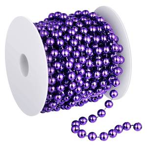 lot 13312 image: 26 Feet Christmas Tree Beaded Garland Plastic Pearl Strands Chain Artificial Pearls Beads Trim Garland for Xmas Tree Holiday Wedding DIY Decoration Supplies (Purple) - Retail $10