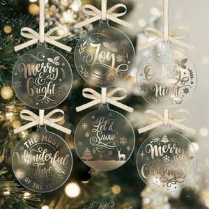 lot 13314 image: UNIQOOO 2025 Acrylic Ornaments Set of 12, Frosted Christmas Decorations, 6 Shinny Gold Designs, Sublimation Xmas Tree Ornaments, Sparkle Holiday Hanging Tags, Stocking Name Tag, Gifts Ideas, 3 Round