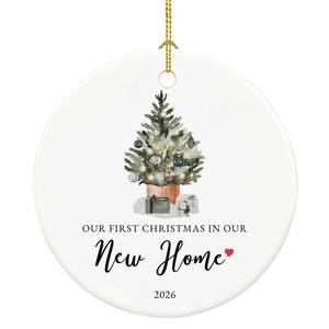 lot 13315 image: Our First Christmas in Our New Home Ornament 2026,Housewarming Gifts for New House, Ceramic Keepsake New Home Christmas Ornaments with Ribbon and Box - Retail $15