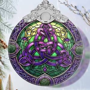lot 13323 image: Celtic Knot Stained Glass Ornament - Christmas Ornament - Christmas Decorations for Tree - Holiday Present ldeas - Gift Exchange - Retail $16