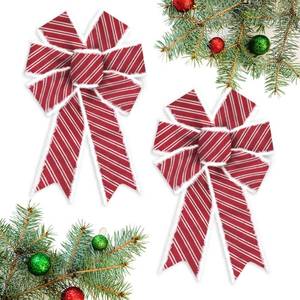 lot 13333 image: Habbiful Christmas Gingerbread Man Wreath Bow for Front Door, Wall, Fence Decor - Tree Topper for Winter Party Home New Year Decoration Supplies (2 PCS)
