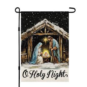 lot 13345 image: CROWNED BEAUTY Christmas Holy Night Garden Flag for Outside 12x18 Inch