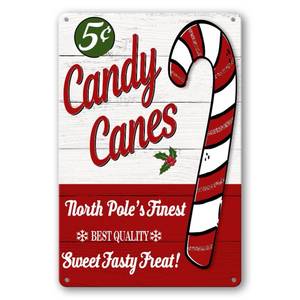 lot 13346 image: Vintage Metal Candy Cane Wall Sign - 8x12 Inch Decor for Christmas Room Gifts - Retail $7