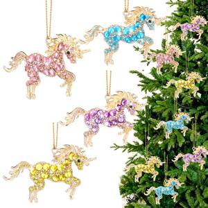 lot 13349 image: Yuntau 8 pcs Crystal Christmas Ornaments Christmas Tree Hanging Ornaments Keepsake Gifts for Women Girls Xmas Decorations Party Supplies Animal Lovers (Unicorn)