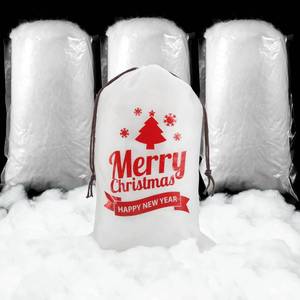 lot 15147 image: Shappy 3 Bags Christmas Fake Snow Decor Fiber Artificial Snow Fluffy Indoor Decoration Snow Blanket with White Bag for Winter Mantle Village and Nativity Farmhouse Holidays Christmas Decor - Retail $25