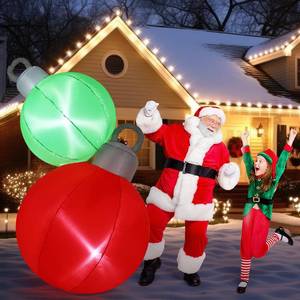 lot 15148 image: Jetec 6ft Giant Christmas Inflatable Ball 210T Polyester with Built in LED Lights Outdoor Blow up Christmas Inflatables Ornaments for Winter Home Garden Lawn Yard Holiday Party Indoor Outdoor Decor