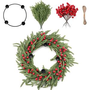 lot 15149 image: Kritkin Christmas Advent Wreath Ring DIY Advent Candle Holder Traditional Catholic Christmas Decoration Set for Church Table Centerpiece Holiday Decorations Gift (Norfolk Pine) - Retail $28