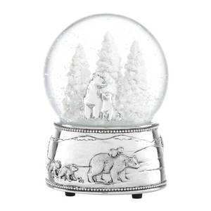 lot 15151 image: Reed And Barton Snow Globe, North Pole Bound Polar Bears Musical Snow Globe, Made From Resin & Glass, Silver-Plated Polar Bear, Plays Jingle Bell, Winter Decor, Christmas Decorations (Silver, 1 Piece) - Retail $53
